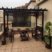 户外碳化实木凉亭木屋葡萄架室外庭院廊架阳台亭子桌椅花架经济型