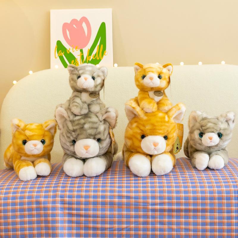 新款仿真花纹小猫公仔卡通猫咪动物玩偶室内装饰拍照道具生日礼物