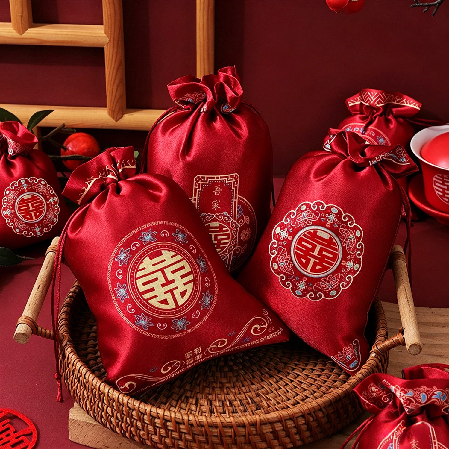 结婚专用高级感喜糖盒喜糖袋伴手礼袋子婚礼礼盒糖果布袋简单