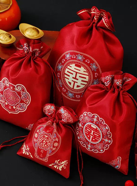 喜糖袋子结婚专用高级感婚礼手提喜袋免折叠回礼包装袋糖果袋布袋