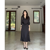 郭九九呢法式 扭结设计感小众收腰显瘦缎面连衣裙百搭西装 外套女