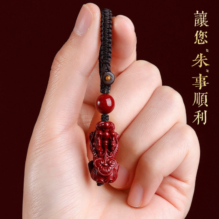 朱砂平安扣挂件汽车手机钥匙扣葫芦貔貅女士蛇年本命年如意吊坠
