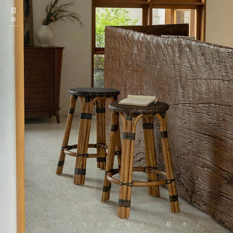 叕木|东南亚藤艺/酒吧咖啡厅商用吧台凳天然藤编民宿酒店高脚凳子,住宅家具,高脚凳,淘宝优惠券,粉丝福利购,淘宝优惠卷
