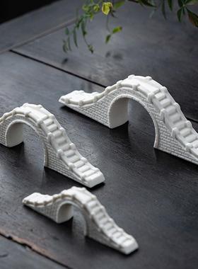 创意陶瓷石拱桥微景观鱼缸小桥流水石桥造景摆件枯山水沙盘装饰品