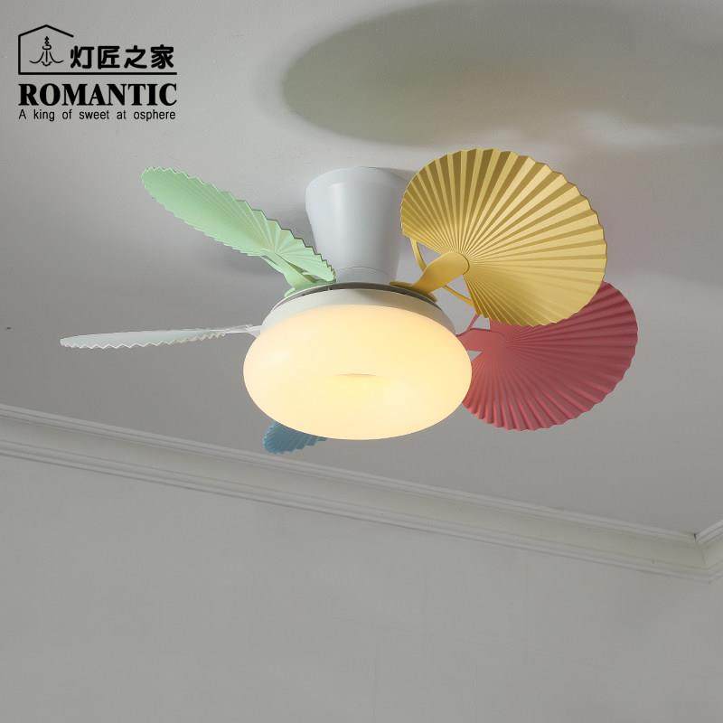 多巴胺现代卧室吊扇灯吸顶灯女孩儿童房彩色护眼大风力静音包安装,家装灯饰光源,风扇灯,淘宝优惠券,粉丝福利购,淘宝优惠卷