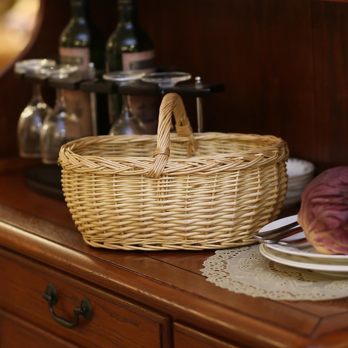 手提篮藤编礼品篮包装篮竹编花篮柳编采摘篮水果篮 小篮子鸡蛋篮