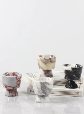 现代简约天然大理石香薰杯摆件客厅玄关卧室餐厅样板房家居装饰品