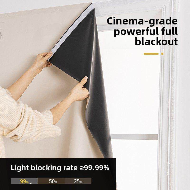 简易自粘全遮光窗帘布成品免打孔魔术贴安装卧室纯色遮阳2023新款,居家布艺,成品窗帘,淘宝优惠券,粉丝福利购,淘宝优惠卷