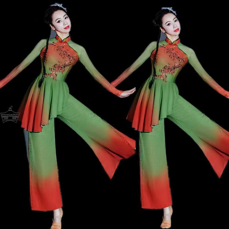 新品秧歌服演出服女中国风艺考扇子舞蹈服装飘逸古典伞舞表演服
