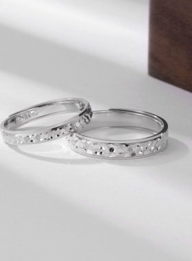 碎冰冰情侣对戒S925纯银轻奢