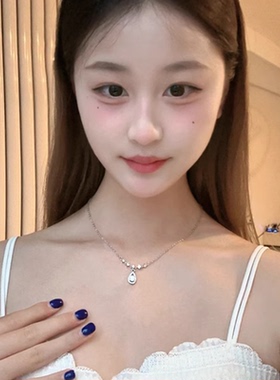 钱万千s925纯银项链女超闪轻奢小众精致水滴锁骨链送闺蜜鱼人之泪