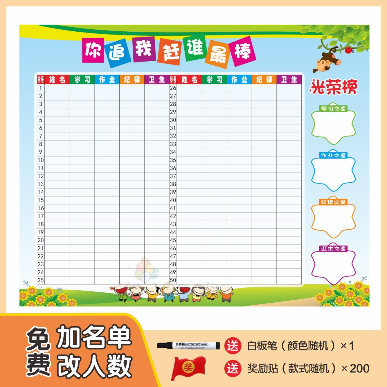班级评比栏墙贴纸积分榜表小学生你追我赶教室装饰布置辅导班定制