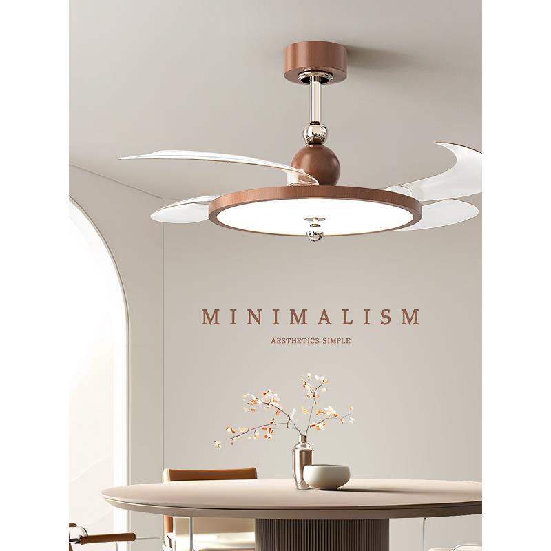 2025新款隐形静音一体电扇灯卧室灯中古风餐厅风扇灯