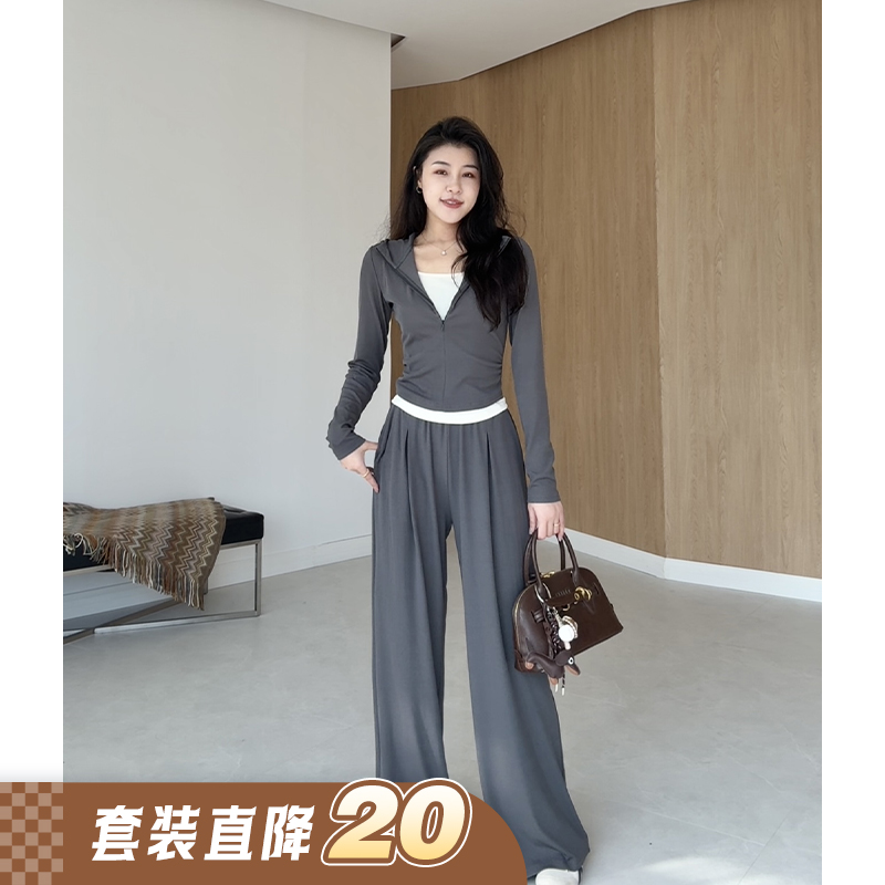 张阿星【舒适挂】慵懒休闲舒适假两件连帽卫衣休闲裤套装W425A021