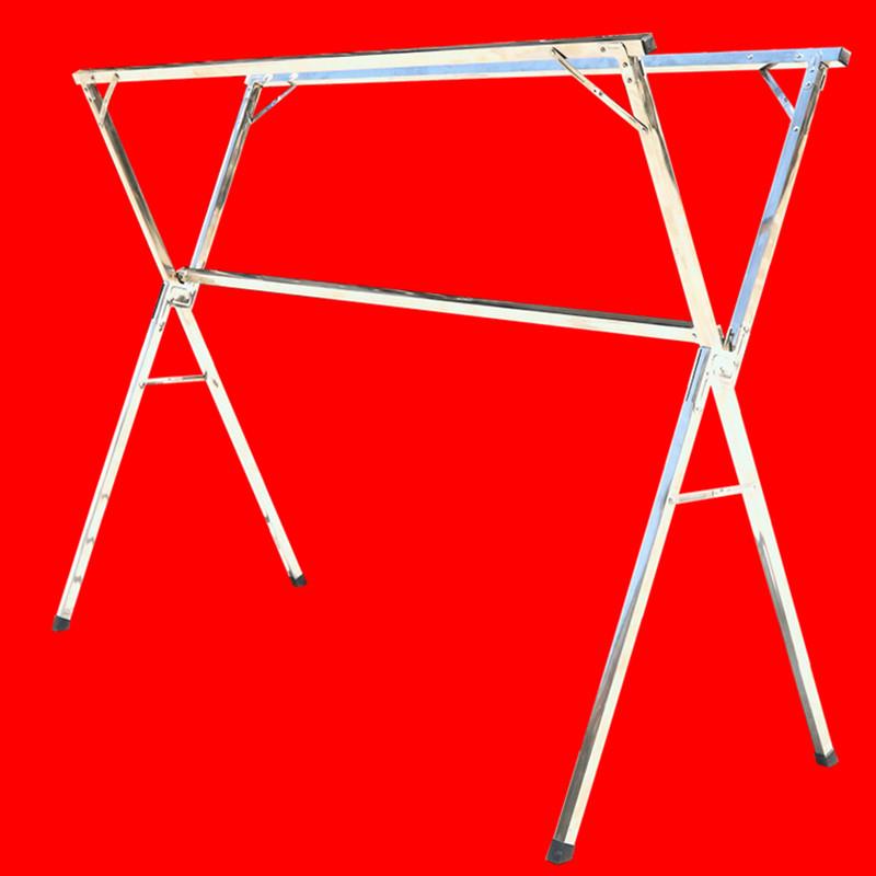不锈钢双杆晾衣架免安装25方管可折叠X晾衣架单三杆晾衣架加厚0.5