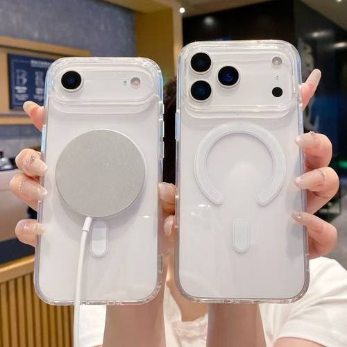 适用iPhone17Pro磁吸透明手机壳