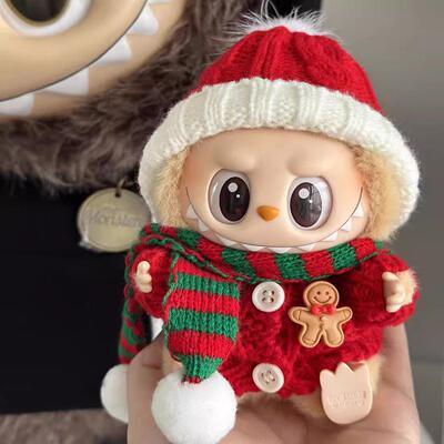 拉布布一代二代娃衣圣诞毛衣帽子围巾套装坐坐派对搪胶公仔衣服