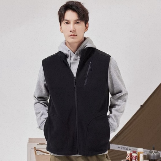 秋冬上新！tuo路家男装春秋冬季百搭时尚保暖摇粒绒马甲