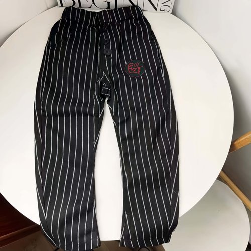 清苍!100-150码儿童裤子男童春秋条纹松紧腰弯刀裤休闲长裤