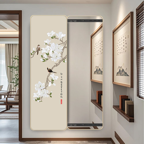 新中式隐藏式全身镜圆角装饰画