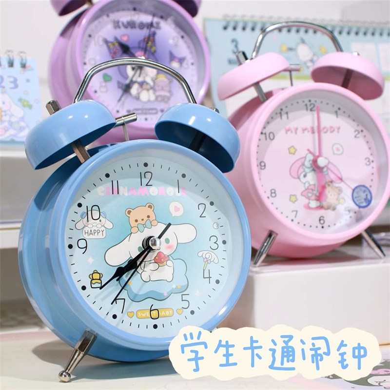 精品玉桂狗静音闹钟带夜灯儿童大耳狗学生起床时钟卡通超强闹铃