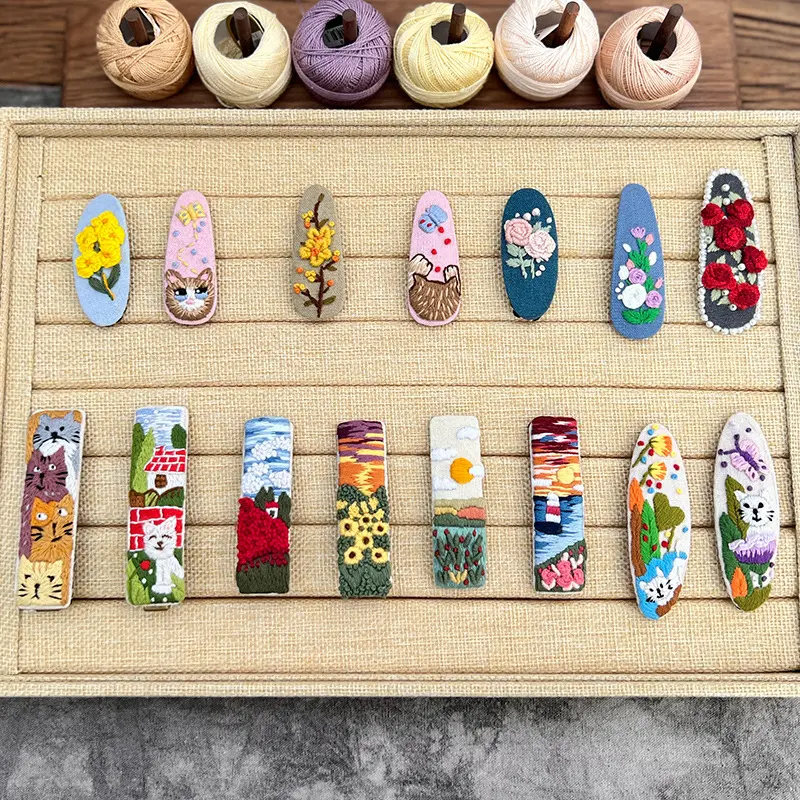 新款女童卡通发夹 手工diy刺绣材料包女孩涂鸦自绣鸭嘴夹,居家布艺,缝纫DIY材料套装,淘宝优惠券,粉丝福利购,淘宝优惠卷