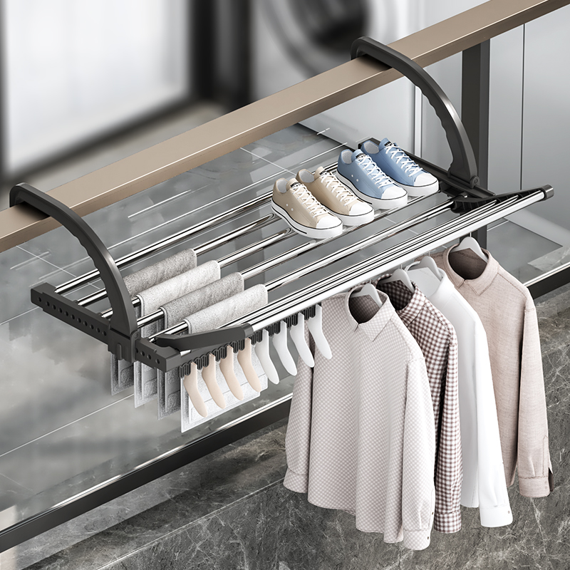晒鞋子神器凉晾鞋架枕头阳台置物架防盗窗晾衣架护栏杆窗户挂窗外