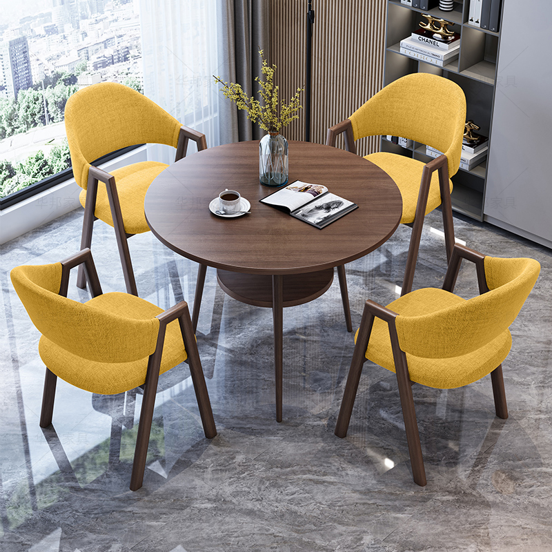 一桌四椅组合商用圆桌洽谈桌