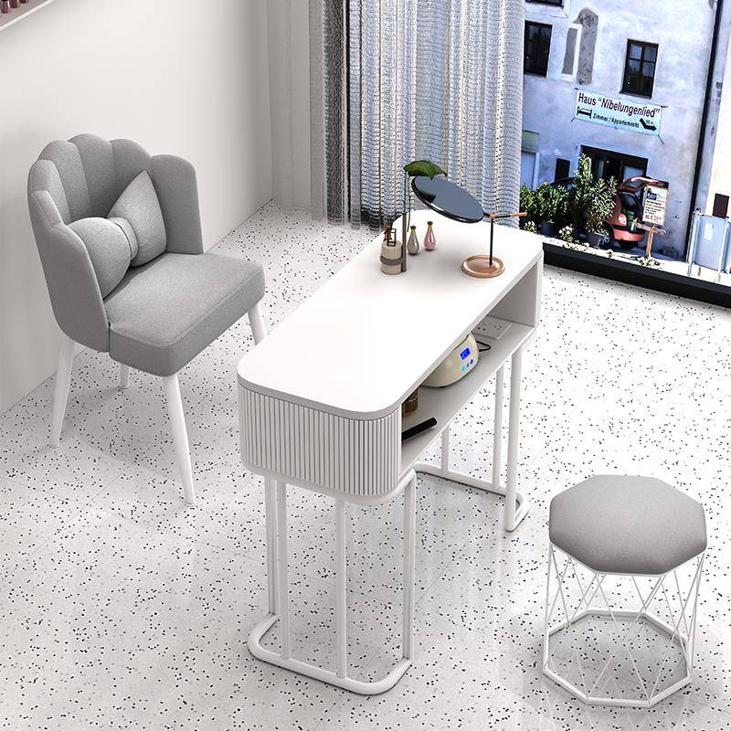 美甲桌奶油风白色日式经济型玻璃单人全套轻奢简约美甲台美甲店