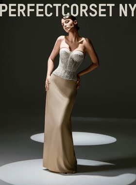 Solène 高级手工钉珠亮闪闪绑带鱼骨胸衣-非7天无理由退换