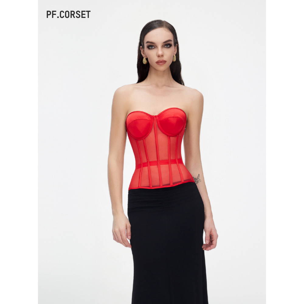 Secret form bra 红色高级法式束腰鱼骨网纱胸衣 PerfectCorsetNY