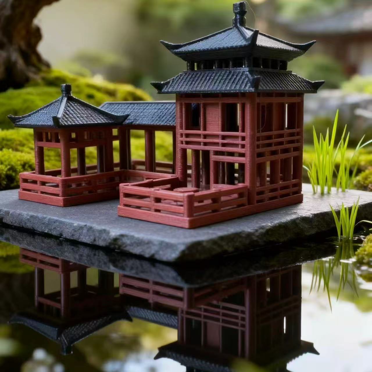 观景台古建筑微景观装饰摆件