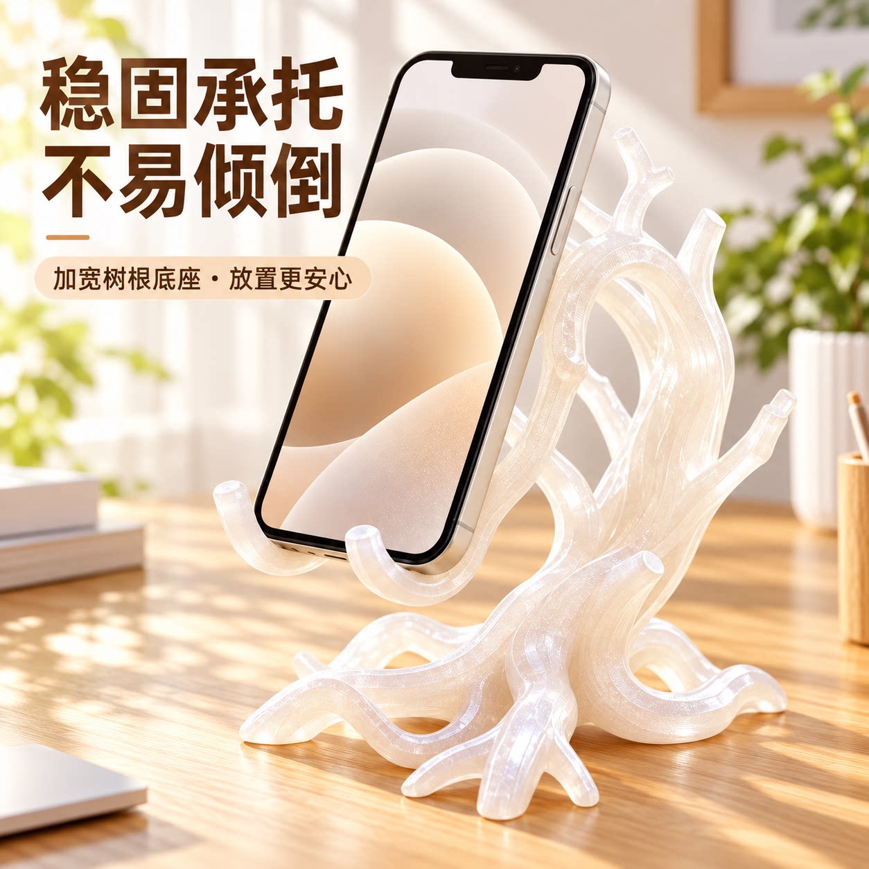 3D打印树根造型手机支架桌面摆件直播追剧神器治愈系家居装饰品