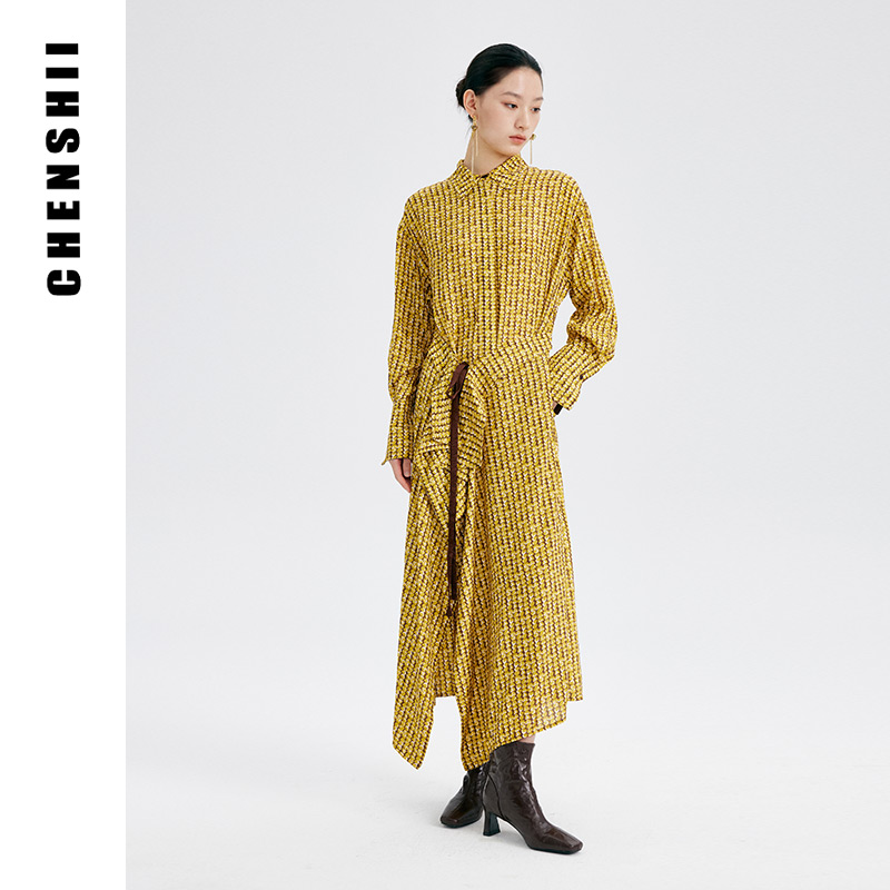修身印花衬衫裙CHENSHII