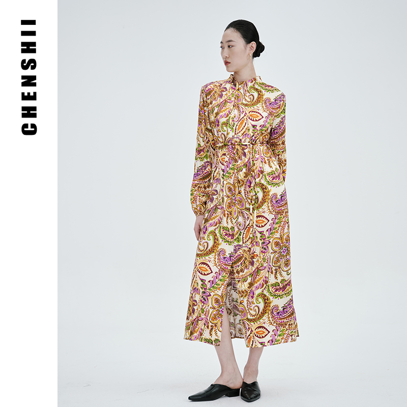 CHENSHII长袖印花连衣裙