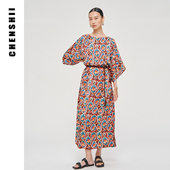 CHENSHII法式 连衣裙女高级感 夏季 醋酸气质印花修身 碎花裙2026新款