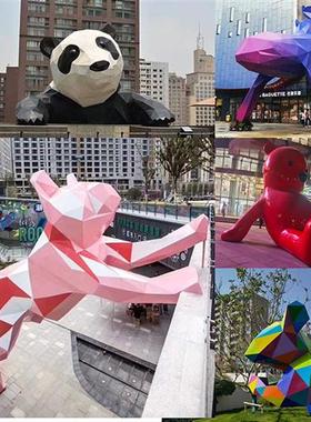 玻璃钢网红卡通切面人物动物熊猫松鼠雕塑公仔房地产售楼部摆件