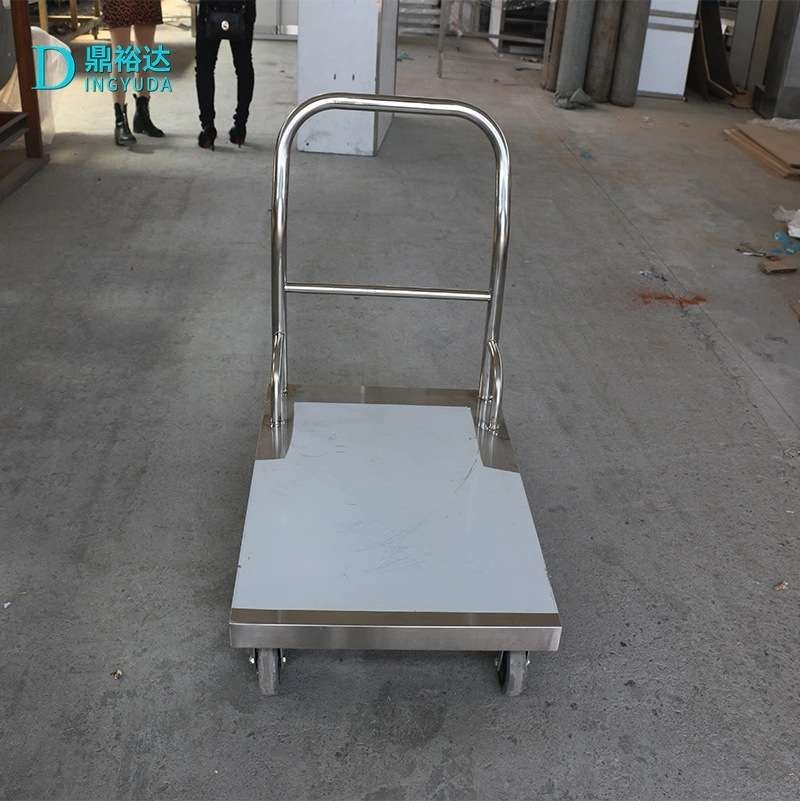 静音加厚折叠不锈钢平板手推车 物流仓库拉货搬运拖车工具车