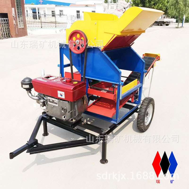 干湿两用花生脱果机400型柴油机牵引架子打花生机干湿两用摘长果