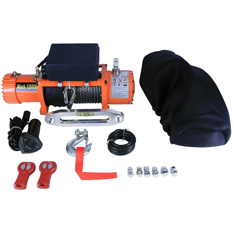生产13500磅自带钢丝绞盘越野自救绞盘车载电动绞盘