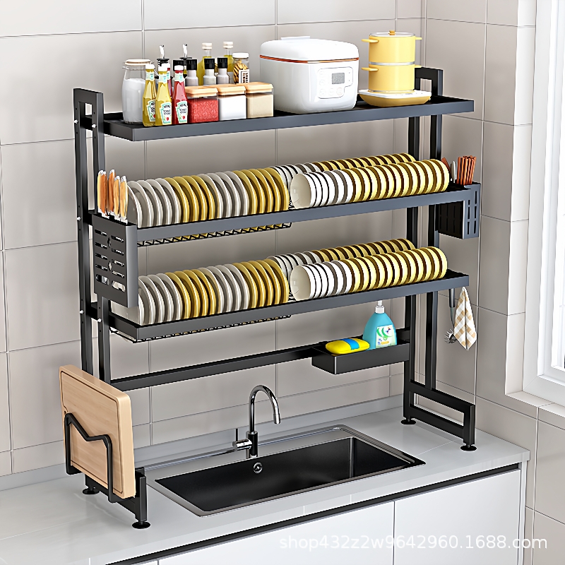厨房水槽上方置物架多功能碗盘收纳洗碗架水池置放碗碟碗架沥水架