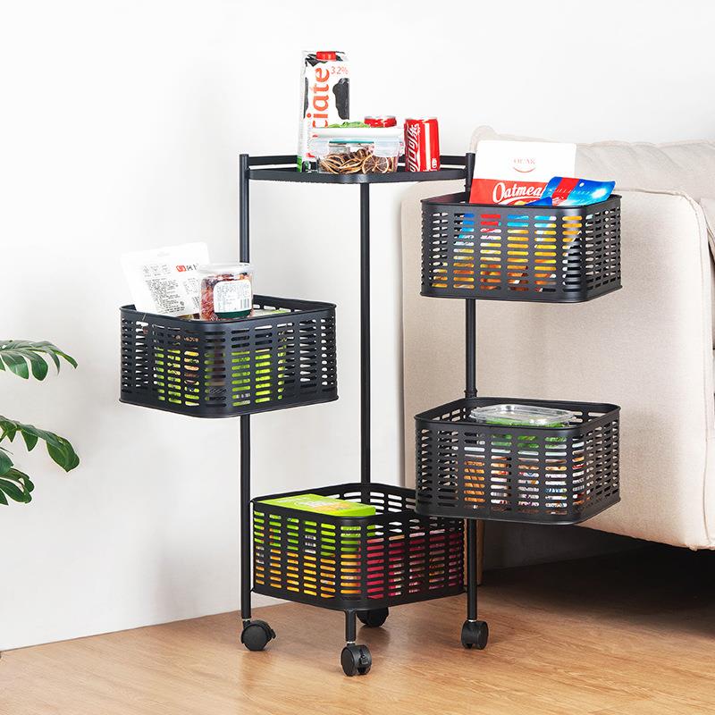 厨房蔬菜架旋转置物架落地多层收纳架家用多功能放果蔬菜专用篮子