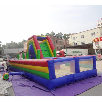 游乐场大号充气娱乐滑梯户外彩色攀岩墙组合儿童充气水池滑梯