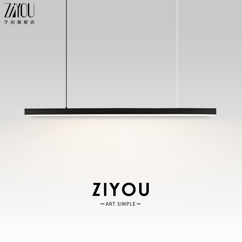 意式极简一字餐厅吊灯黑色全铜设计师款现代简约吧台餐桌长条吊灯