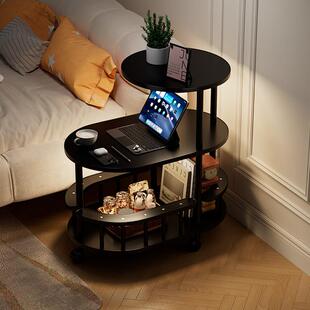 实木床头柜带灯衣帽架一体卧室床边收纳架置物架可移动边几小茶几