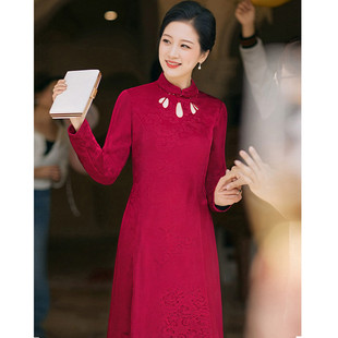 【喜婆婆礼服】优雅婚宴礼服结婚红色喜宴连衣裙喜妈妈礼服