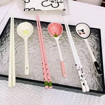 【天猫正品】陶瓷筷子景德镇正品食品级超高颜值勺子套装卡通勺筷