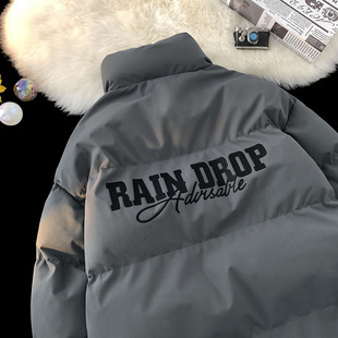 大码300斤字母印花棉服男款冬季加厚潮牌棉衣2025新款宽松面包服