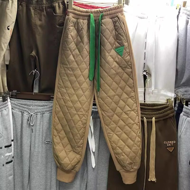 特大码300斤菱形格休闲运动裤男女秋冬宽松灯笼裤加绒束脚哈伦裤2,男装,休闲裤,淘宝优惠券,粉丝福利购,淘宝优惠卷