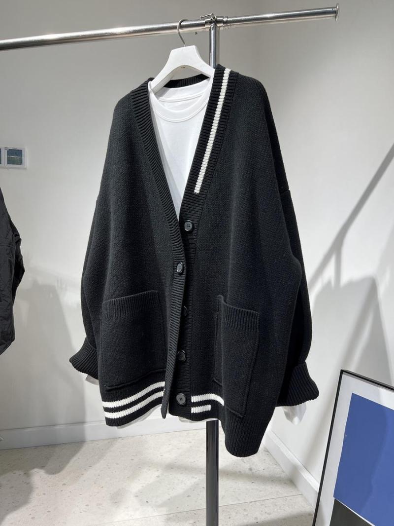 特大码300斤拼色宽松V领针织开衫